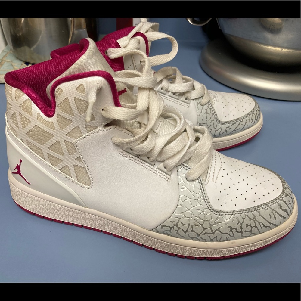 Nike Air Jordan 1 Flight 3 Premium White Fushia High Top Shoes 6Y 729519-160